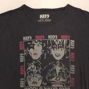 Kiss Band Crew Neck Short Sleeve Graphic T Shirt Womens Size Large L Black